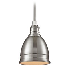 Elk Lighting Carolton Brushed Nickel Mini-Pendant Light with Bowl / Dome Shade