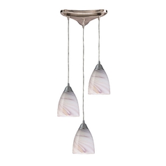 Modern Multi-Light Pendant Light with Art Glass and 3-Lights