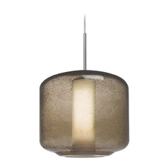 Smoke Seeded Glass Pendant Light Satin Nickel Niles by Besa Lighting