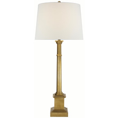 Visual Comfort Signature Collection Sjosephine Hand-Rubbed Antique Brass Table Lamp with Drum Shade