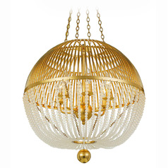 Crystorama Lighting Duval Antique Gold Pendant Light with Globe Shade