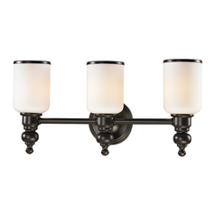 LED Bathroom Light with White Glass in Oil Rubbed Bronze Finish