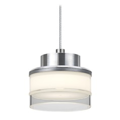 Besa Lighting Pivot Satin Nickel LED Mini-Pendant Light with Drum Shade