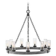 Sawyer 12V Outdoor Chandelier in Aged Zinc & Black by Hinkley Lighting