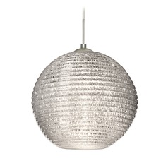 Besa Lighting Kristall Ribbed Glass Satin Nickel Pendant Light