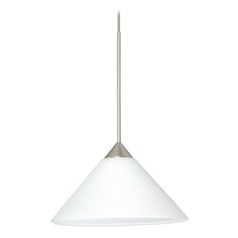 Besa Lighting Kona Satin Nickel Mini-Pendant Light with Conical Shade