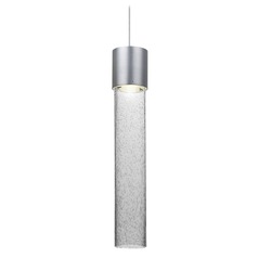 Seeded Glass LED Pendant Light Satin Nickel Wanda by Besa Lighting