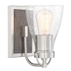 Garrison Brushed Nickel with Shale Wood Sconce by Minka Lavery