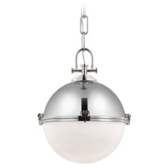 Chapman & Myers Adrian Large Globe Pendant in Nickel by Visual Comfort Signature