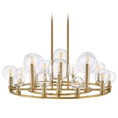 Alchemy 37.75-Inch 16-Light Chandelier in Lacquered Brass by Hinkley Lighting
