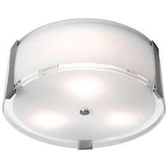 Modern Flush Mount with White Glass in Brushed Steel by Access Lighting