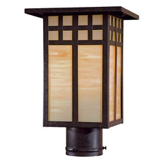 Transitional Textured French Bronze Post Light by Minka Lavery