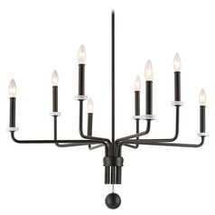 Kalizma Home Ebony Matte Black & White Marble Bobesche Chandelier by Uttermost Lighting