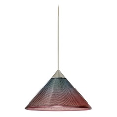 Besa Lighting Kona Satin Nickel Mini-Pendant Light with Conical Shade