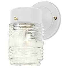 Jelly Jar Outdoor Wall Light with Clear Glass in White Finish