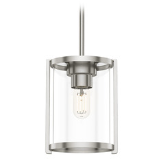 Hunter Fan Company Astwood Brushed Nickel Mini-Pendant Light with Cylindrical Shade