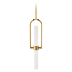 Calumn LED Pendant in Natural Brass by Visual Comfort Modern