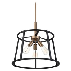 Chassis Copper Brushed Brass & Matte Black Pendant by Nuvo Lighting
