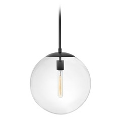 Warby 13.5-Inch Orb Pendant in Black with Clear Glass by Hinkley Lighting