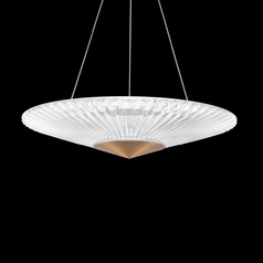 Origami Aged Brass LED Pendant with Fluted Shade by Schonbek Lighting