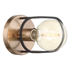 Chassis Copper Brushed Brass & Matte Black Sconce by Nuvo Lighting