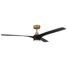 Phoebe Flat Black & Satin Brass LED Ceiling Fan by Craftmade Lighting