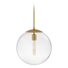 Warby 13.5-Inch Orb Pendant in Heritage Brass with Clear Glass by Hinkley Lighting