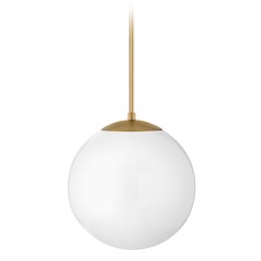 Warby 13.5-Inch Orb Pendant in Heritage Brass with Cased Opal Glass by Hinkley Lighting