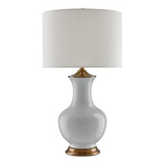 Currey and Company Lilou White/antique Brass Table Lamp with Drum Shade