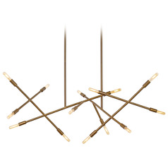 Line Wave 2 LED Chandelier in Aged Brass by Visual Comfort Modern