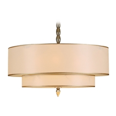 Drum Pendant Light with Gold Shades in Antique Brass Finish
