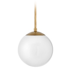 Warby 9.5-Inch Orb Pendant in Heritage Brass with Cased Opal Glass by Hinkley Lighting