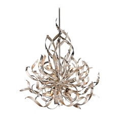 Graffiti Silver Leaf & Stainless Steel Chandelier by Corbett Lighting