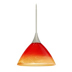 Besa Lighting Domi Satin Nickel Mini-Pendant Light with Bell Shade
