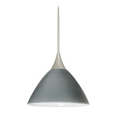 Besa Lighting Domi Satin Nickel Mini-Pendant Light with Bell Shade