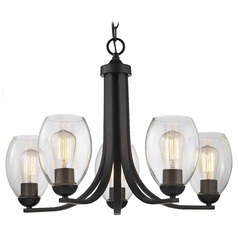 5-Light Chandelier with Clear Oblong Glass in Bronze