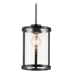 Maxim Lighting Sentinel Black Mini-Pendant Light with Cylindrical Shade