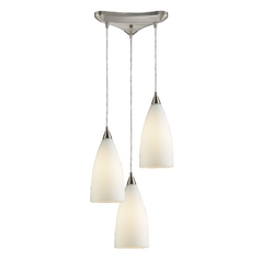 Modern Multi-Light Pendant Light with White Glass and 3-Lights