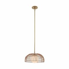 18-Inch Convertible Rattan Pendant in Natural Brass by Meridian