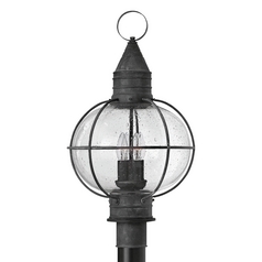 Seeded Glass Outdoor Post Light Zinc by Hinkley Lighting