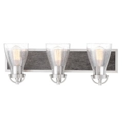 Garrison Brushed Nickel with Shale Wood Bathroom Light by Minka Lavery