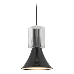 Kuzco Lighting Floe Glossy Black & Clear Crystal LED Mini-Pendant Light with Bell Shade