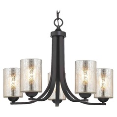 Dalton 5-Light Chandelier in Bronze with Mercury Cylinder Glass
