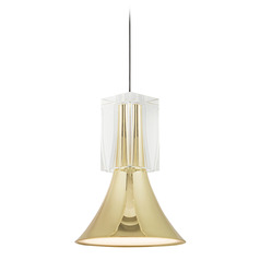 Kuzco Lighting Floe Metallic Brass & Clear Crystal LED Mini-Pendant Light with Bell Shade