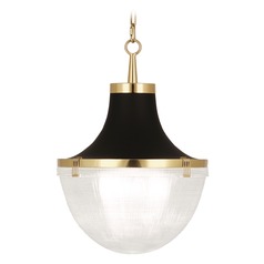 Brighton Pendant in Antique Brass & Matte Black Paint by Robert Abbey