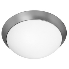 Modern Flush Mount with White Glass in Brushed Steel by Access Lighting