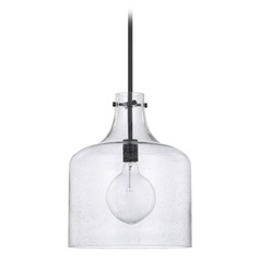 Crawford 11.75-Inch Seeded Glass Pendant in Matte Black by HomePlace by Capital Lighting