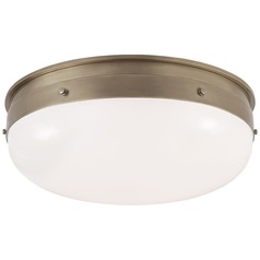 Thomas OBrien Hicks Medium Flush Mount in Nickel by Visual Comfort Signature