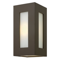Modern Outdoor Wall Light with White Glass in Bronze by Hinkley Lighting