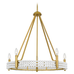 Quoizel Lighting Molly Brushed Gold & White Beads Chandelier